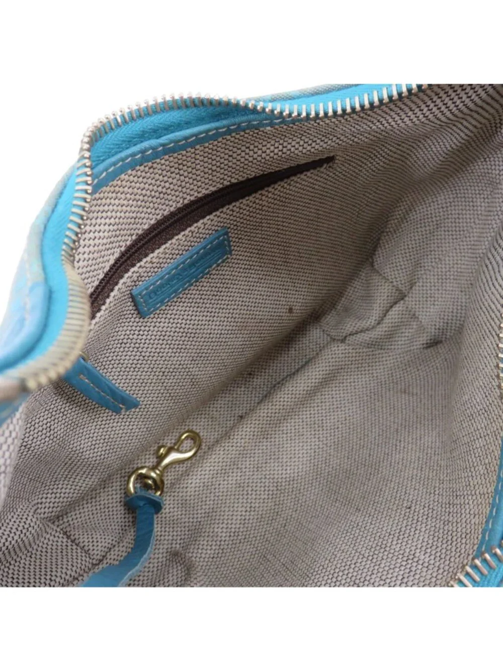 Dooney and Bourke Signature DB Logo Jacquard Hobo Shoulder Bag Blue Leather Y2K